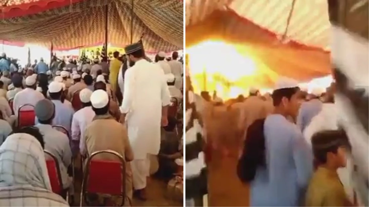 Pakistan’da 42 kişinin can verdiği siyasi parti kongresine yapılan intihar saldırısı kamerada