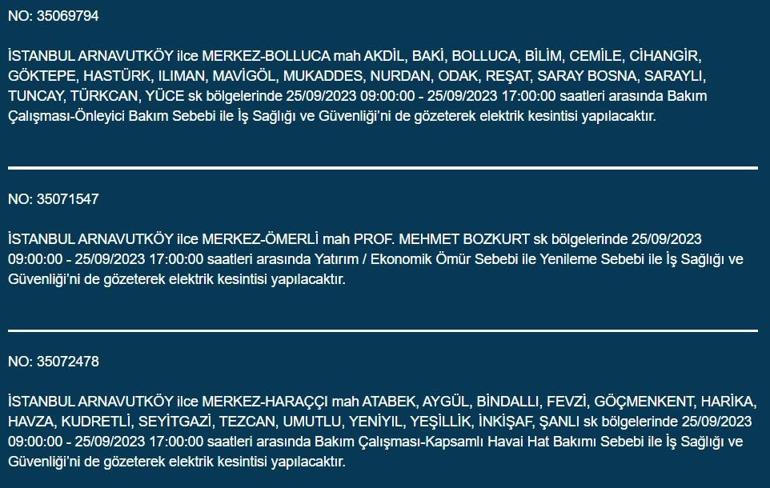 BEDAŞ duyurdu! İstanbul'da 21 ilçede elektrik kesintisi