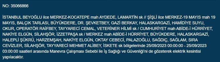BEDAŞ duyurdu! İstanbul'da 21 ilçede elektrik kesintisi