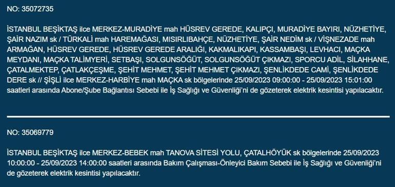 BEDAŞ duyurdu! İstanbul'da 21 ilçede elektrik kesintisi