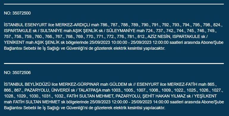 BEDAŞ duyurdu! İstanbul'da 21 ilçede elektrik kesintisi