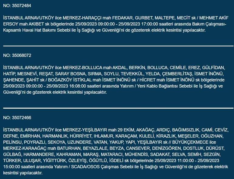 BEDAŞ duyurdu! İstanbul'da 21 ilçede elektrik kesintisi