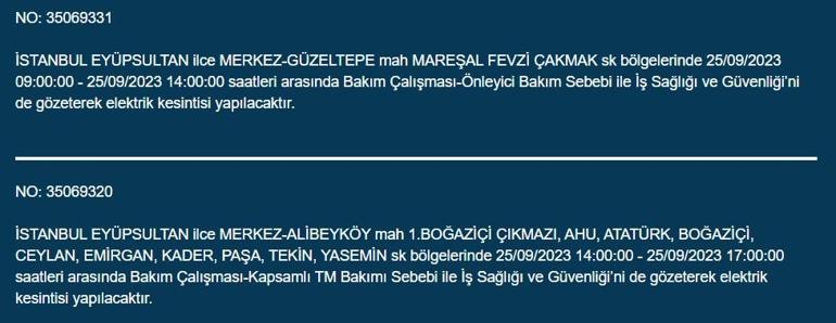 BEDAŞ duyurdu! İstanbul'da 21 ilçede elektrik kesintisi