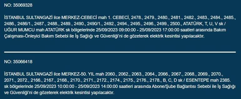 BEDAŞ duyurdu! İstanbul'da 21 ilçede elektrik kesintisi