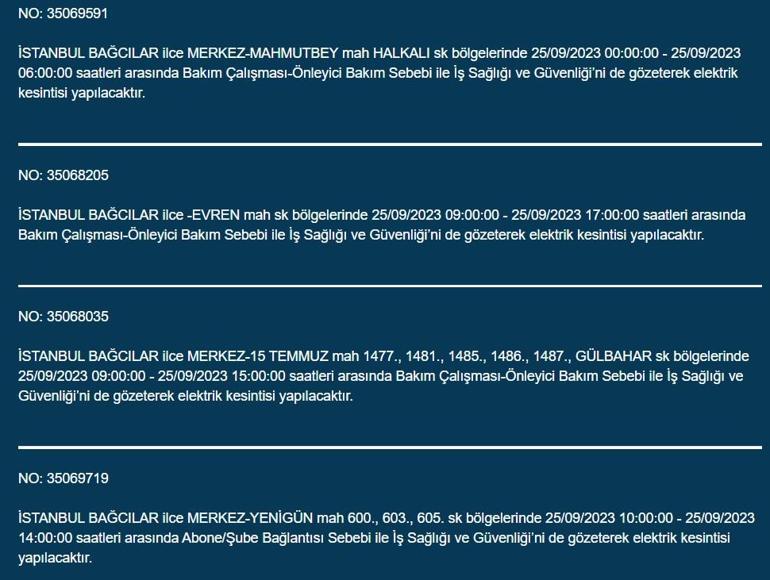 BEDAŞ duyurdu! İstanbul'da 21 ilçede elektrik kesintisi