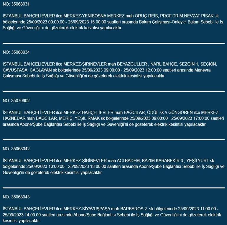 BEDAŞ duyurdu! İstanbul'da 21 ilçede elektrik kesintisi