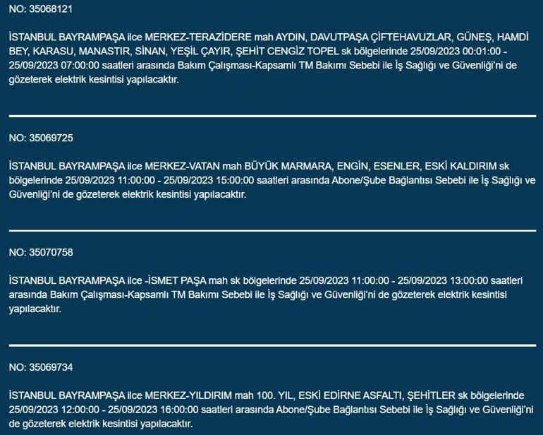 BEDAŞ duyurdu! İstanbul'da 21 ilçede elektrik kesintisi