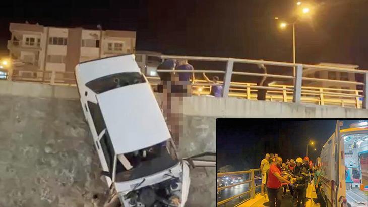 Kuşadası’nda korkunç kaza! Kontrolden çıkan araba uçurumda asılı kaldı