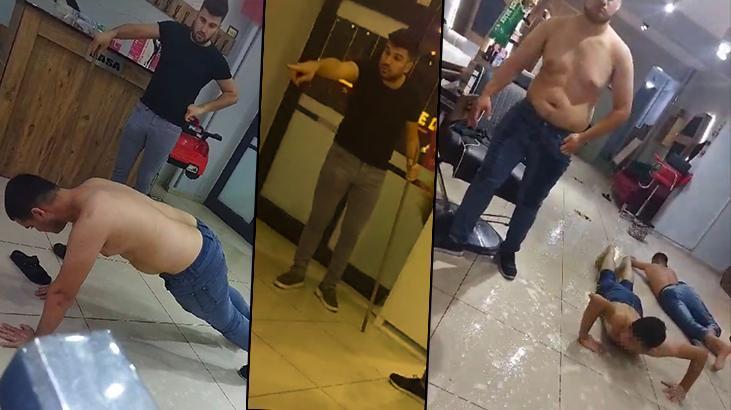 Grüntülere tepki yağdı: Yarı çıplak şınav çektirip, süründürdü