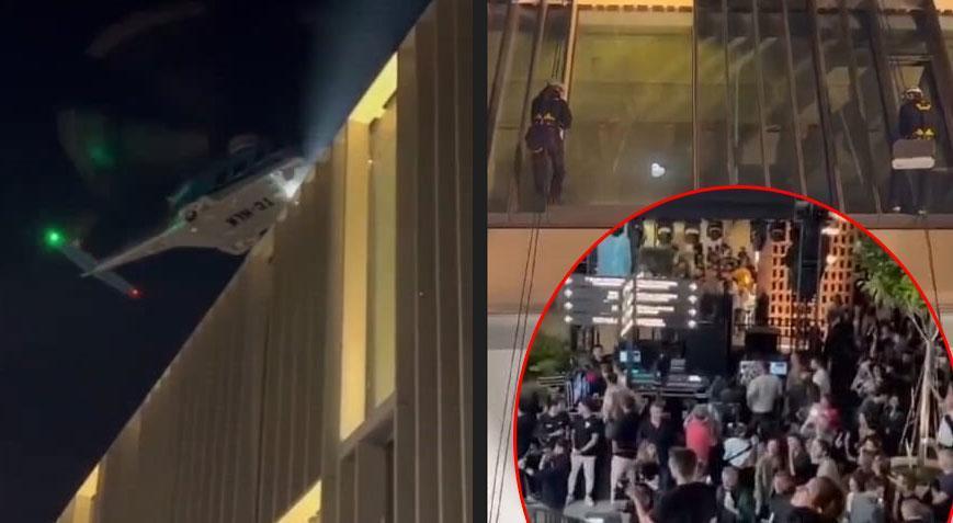 Yer: İstanbul! Yeni model telefonlar helikopterle getirildi, dağcı ekipmanlarıyla sarkan 2 kişi mağazaya indirdi