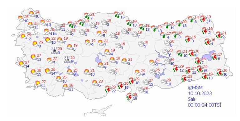 Meteoroloji'den sarı kodlu gök gürültülü yağış ve rüzgar uyarısı! 12 ile dikkat