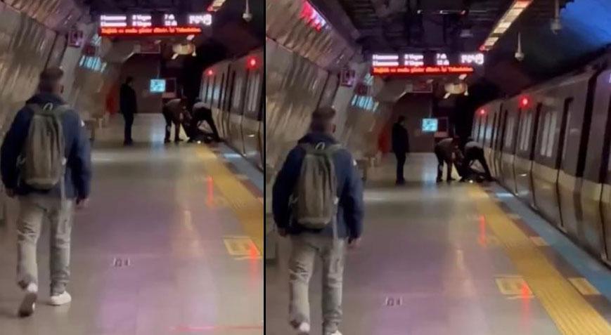 Mecidiyeköy’de korku dolu anlar! Raylara düşen genç son anda kurtarıldı