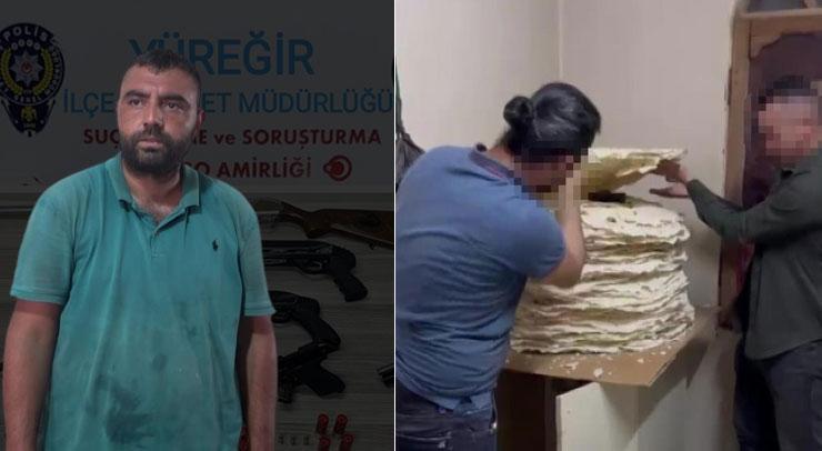 Evde cephanelik! Yufka arasında silah