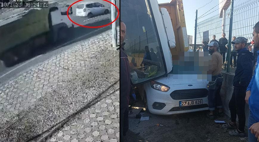 Kamyon aracın üzerine devrildi! Sürücü feci şekilde can verdi