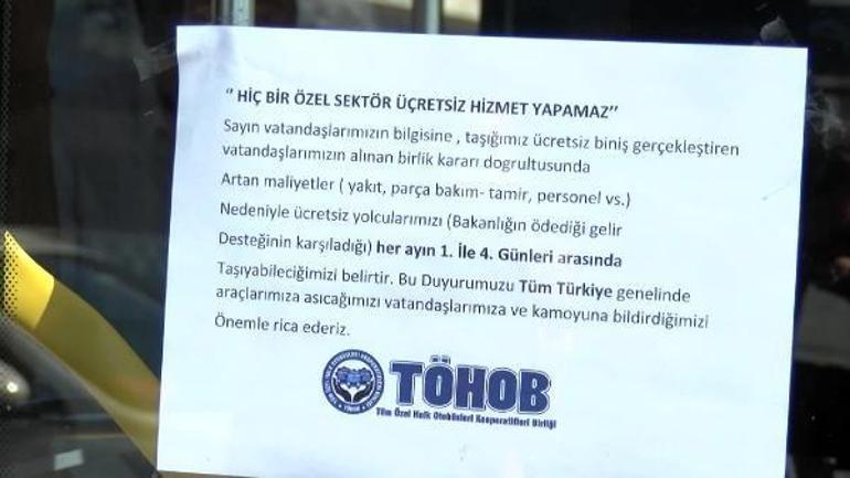 Özel halk otobüsçülerinden ücretsiz yolcu taşımacılığı ile ilgili açıklama