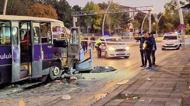 Ankara'da feci kaza! Otomobil ile minibüs çarpıştı: 1 ölü, 14 yaralı