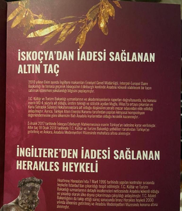 İadesi sağlanan 897 eser sergide: Altın taç, altın tabak, altın kaşık, sikke...