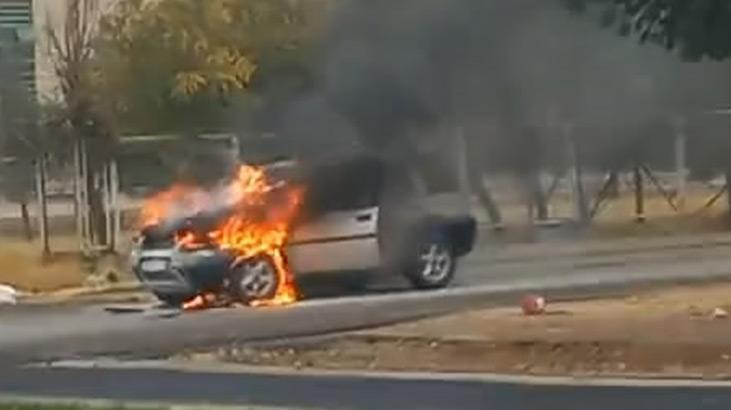 Diyarbakır’da seyir halindeki cip yandı