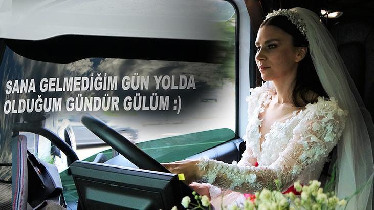 TIR’ın direksiyonunda gelini gören şaşkına döndü: Bu benim en büyük hayalimdi