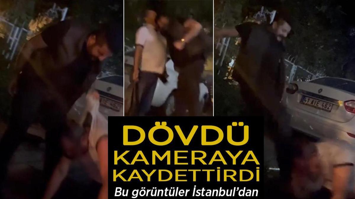 Bu görüntüler İstanbul’dan! Dövdü, kameraya kaydettirdi