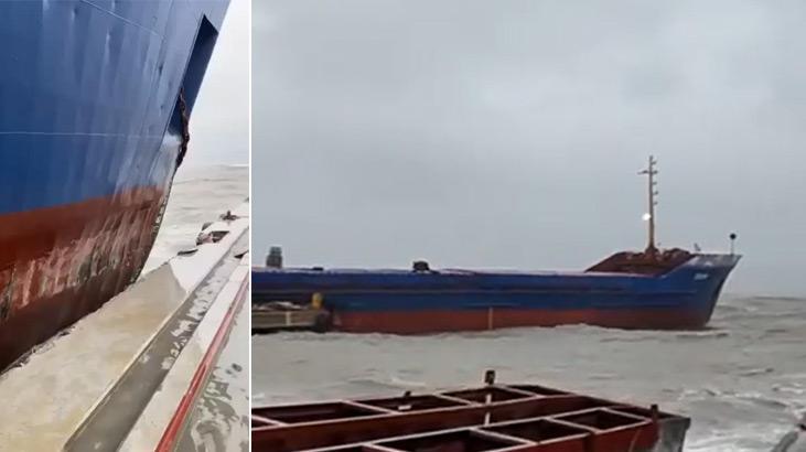 Fırtınada sürüklenen kuru yük gemisi kıyıya vurdu