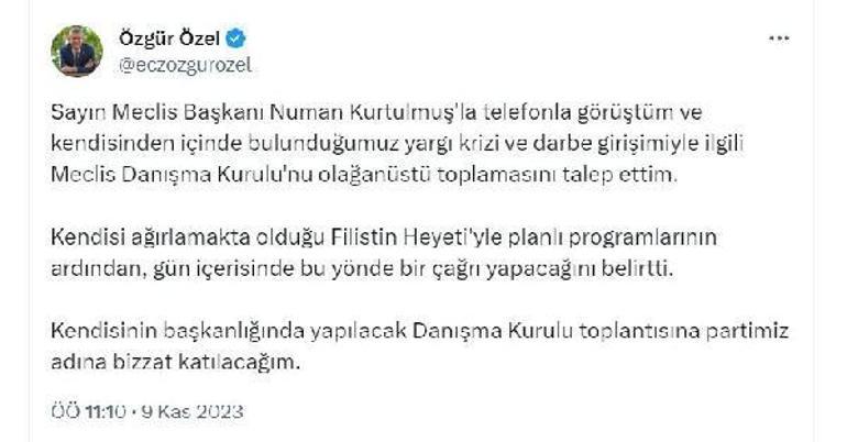 Özel'den Kurtulmuş'a telefon