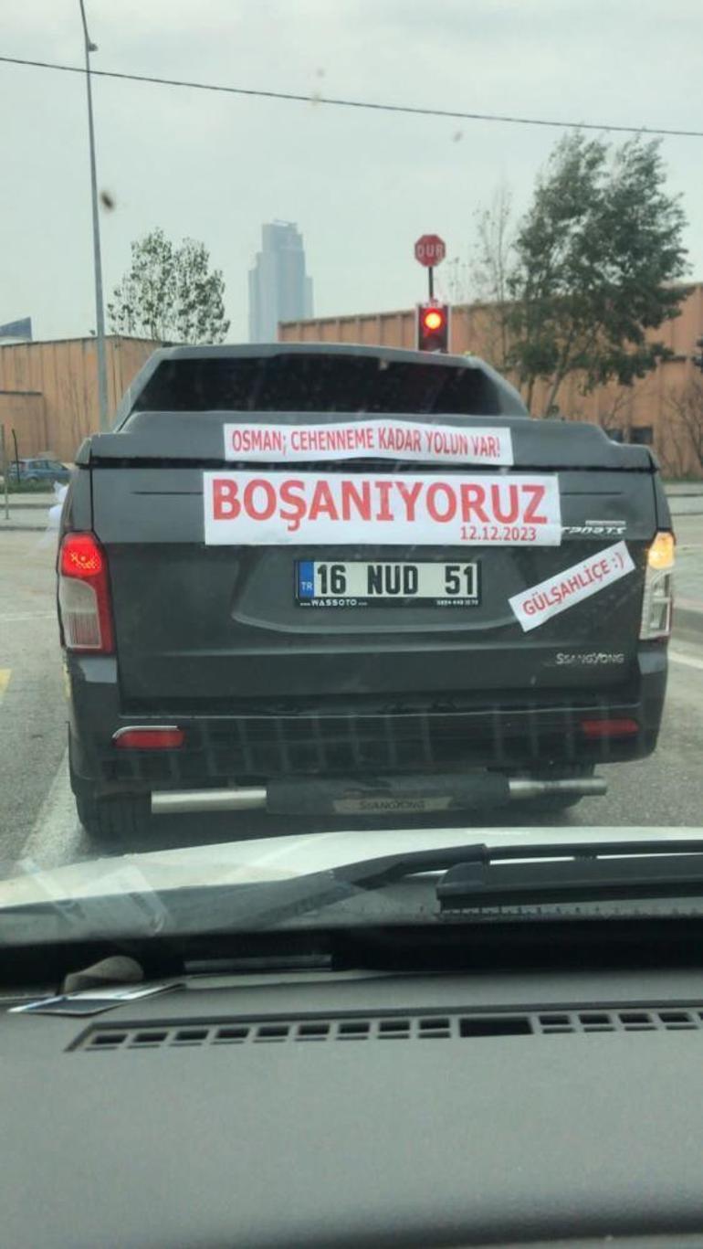 Böylesi görülmedi! Boşanma davasına aracını süsleyip gitti: Osman cehenneme kadar yolun var