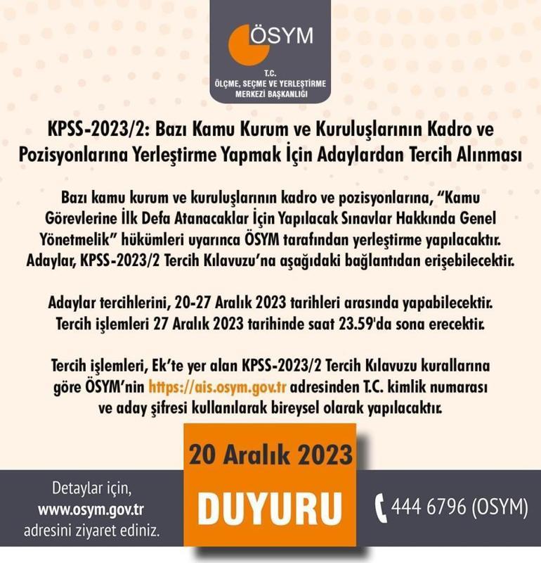 ÖSYM'den KPSS tercihleriyle ilgili açıklama