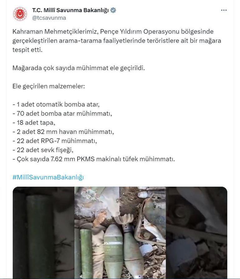 PKK'ya darbe üstüne darbe! Çok sayıda mühimmat ele geçirildi