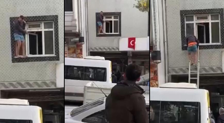 Nefes kesen an! Çığlıkları duyan esnaf pencereye merdiven dayadı