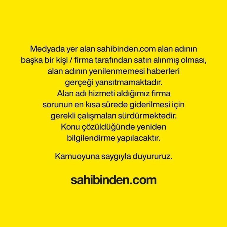 Sahibinden’de domain krizi! Şirketten yeni açıklama geldi