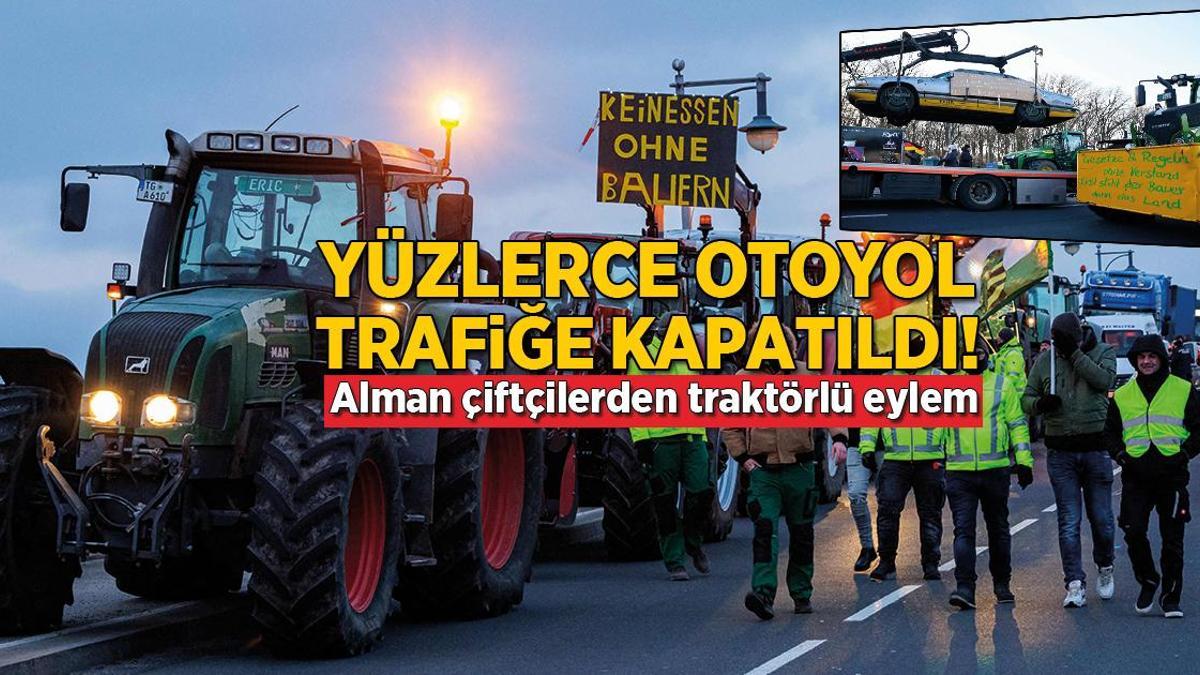 Almanya’da otoyollar trafiğe kapatıldı! Çiftçilerden traktörlü eylem
