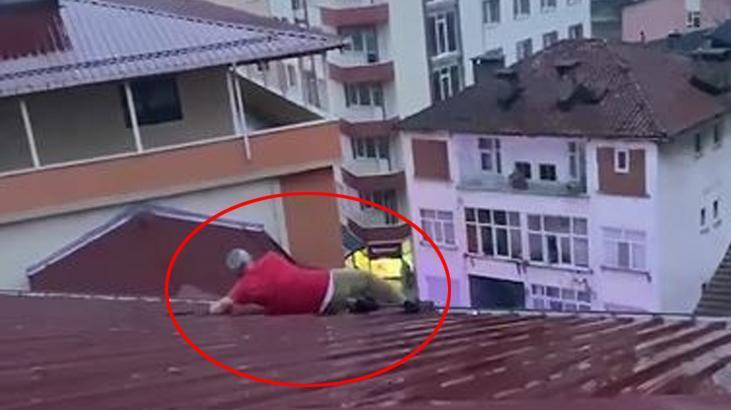 İtfaiye imdadına koştu son anda tutundu! Korku dolu anlar