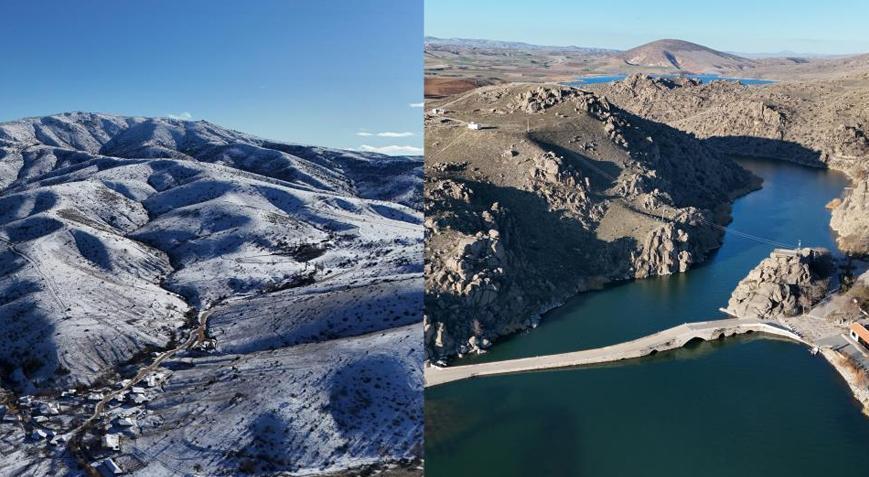 İki fotoğraf da aynı gün çekildi! Bir tarafta kuraklık, diğer taraf karla kaplı