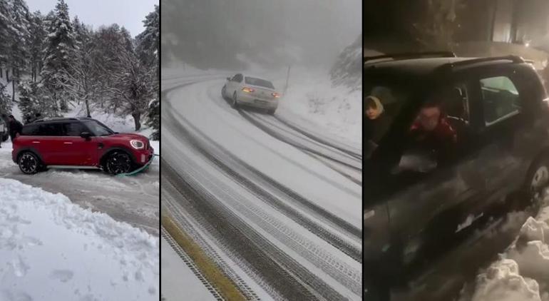 Uludağ yolu çarpışan otomobil pistine döndü! Sürücülerin kabusu oldu