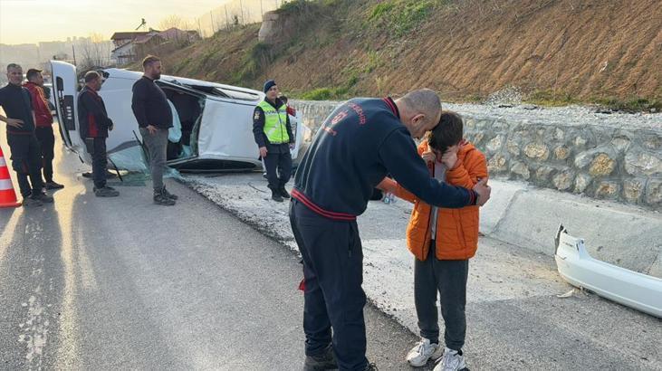 Araç takla attı burunları bile kanamadı! Gören şaştı kaldı
