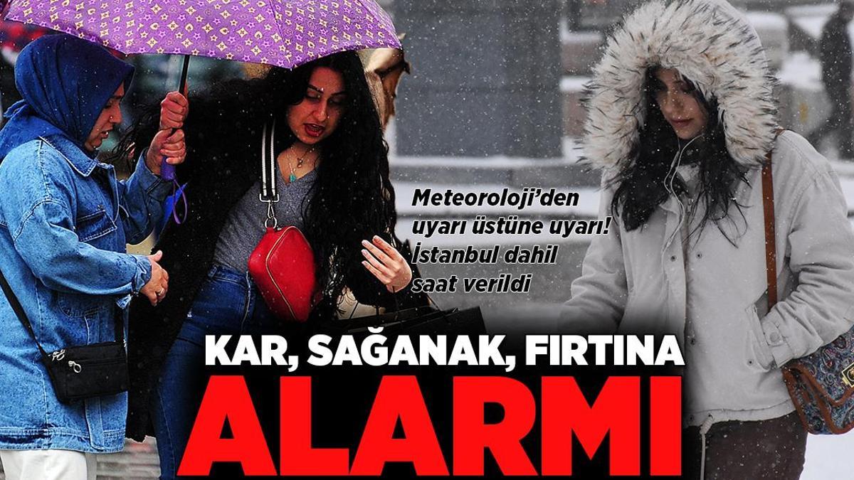 Son dakika… Meteoroloji’den uyarı üstüne uyarı! İstanbul dahil saat verildi: Kar, sağanak ve fırtına alarmı