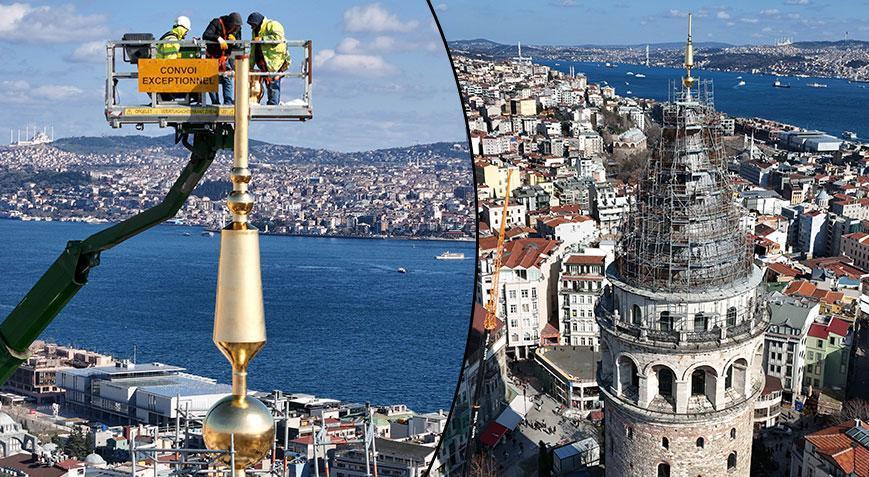 Galata Kulesi’nde nefes kesen an! 5 saat sürdü tam 270 kilo