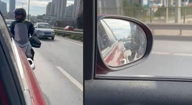 Yer: Ataşehir! Kadın sürücüye dehşeti yaşattı: Küfürler savurup otomobili tekmeledi