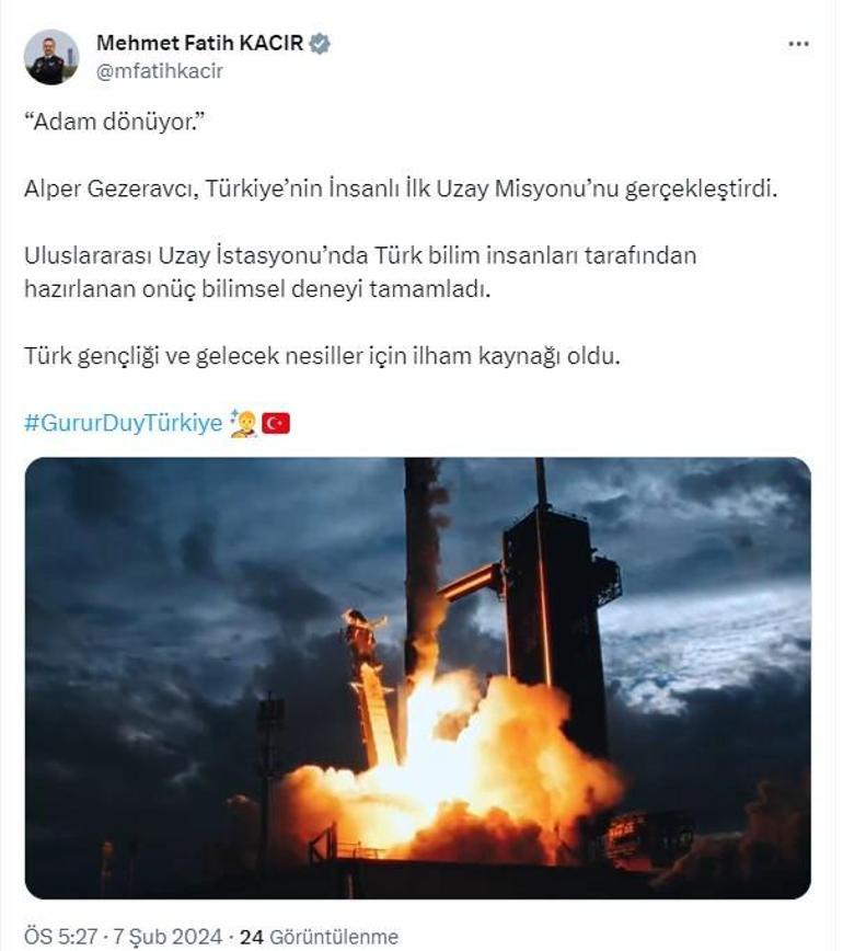 Son dakika... Alper Gezeravcı uzaydan dönüyor