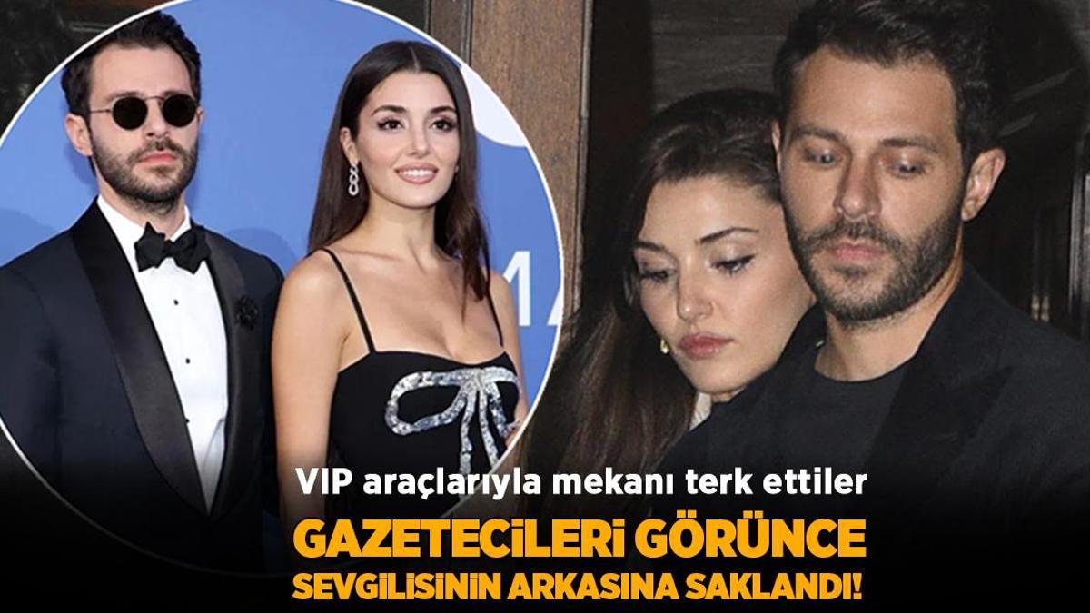 Hande Erçel gazetecileri görünce Hakan Sabancı’nın arkasına saklandı!