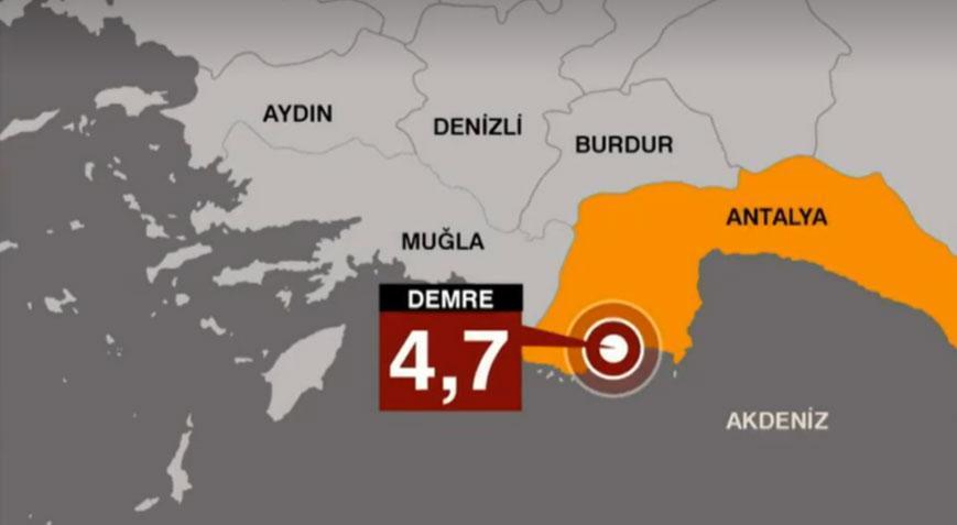 Son dakika… Antalya’da Demre açıklarında 4.7 büyüklüğünde deprem