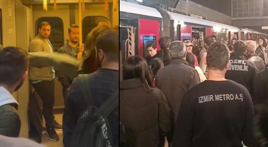 İzmir’de seferler gecikince ortalık karıştı! Metroyu tekmeleyip, makinisti dövmeye kalktılar