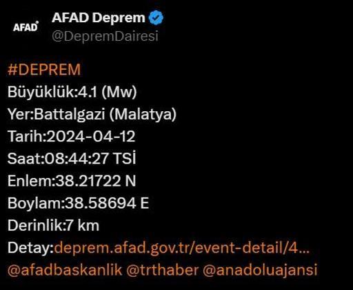 Son dakika... Malatya'da 4.1'lik deprem! AFAD verileri paylaştı