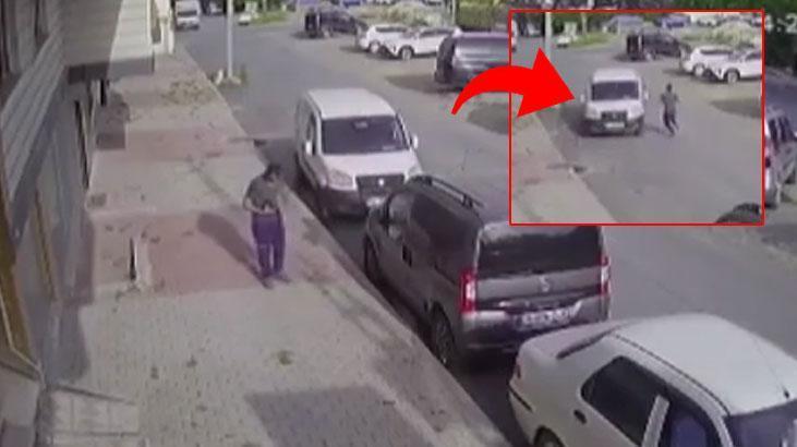 El frenini çekmeyi unuttu, araç metrelerce kaydı