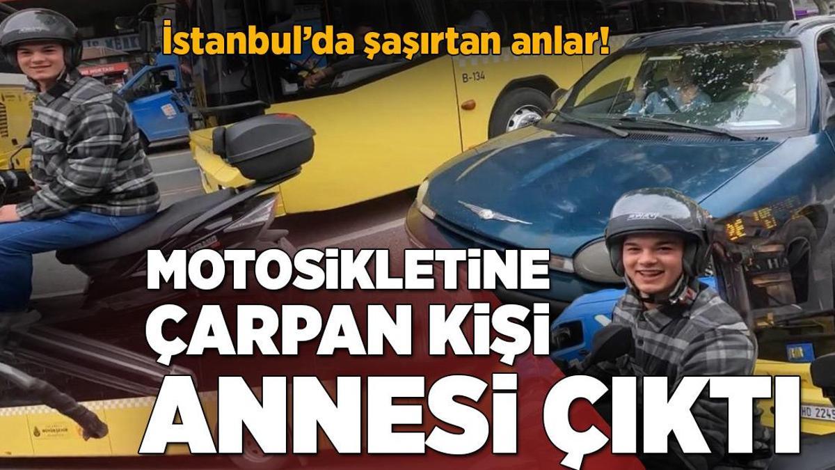 Şaşkınlık yaratan an! Motosikletine çarpan kişi annesi çıktı