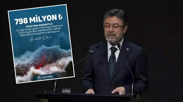 Bakan Yumaklı’dan Zirai Don Destek Ödemesi: 798 Milyon TL Hesaplara Aktarıldı