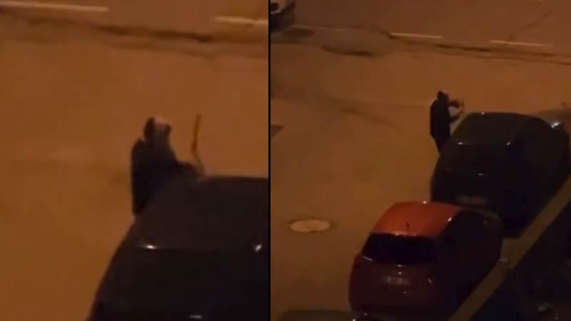 Alkollü olduğu iddia edilen kadın, araçların sileceklerini kırdı