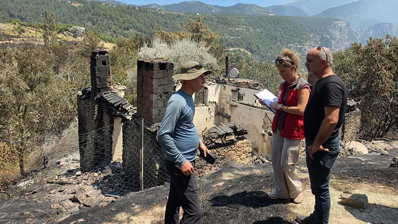 Muğla’da yangın sonrası hasar tespit çalışmaları sürüyor